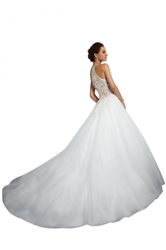 Avorio Abito da ballo Alto Collo Tulle Pizzo Abiti da sposa Basso Prezzo