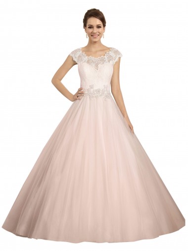 Avorio Abito da ballo Barca Illusione Pizzo Abiti da sposa Basso Prezzo
