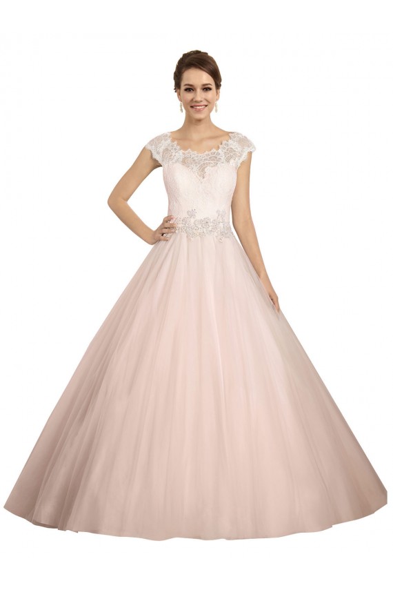 Avorio Abito da ballo Barca Illusione Pizzo Abiti da sposa Basso Prezzo