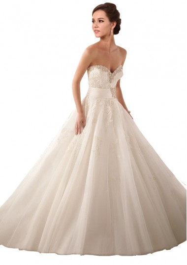 Avorio Abito da ballo Innamorato Raso Tulle Pizzo Abiti da sposa Basso Prezzo