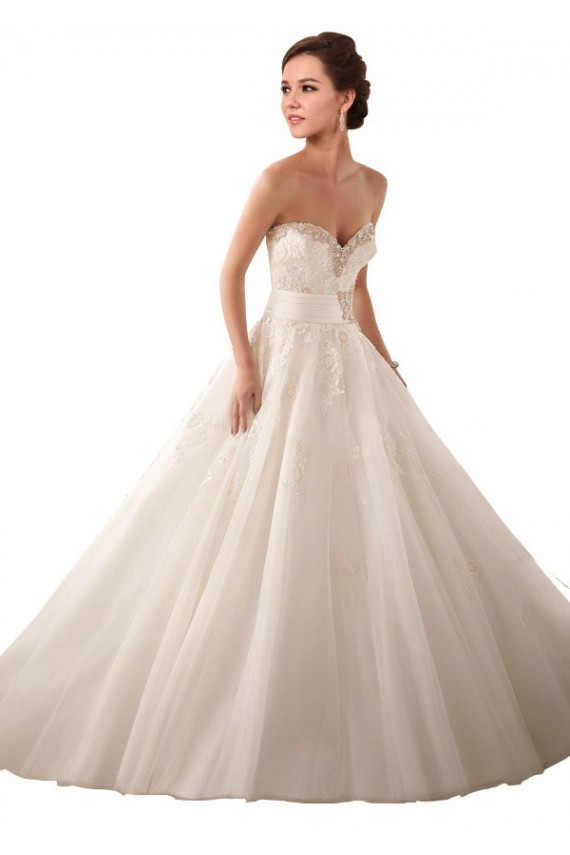 Avorio Abito da ballo Innamorato Raso Tulle Pizzo Abiti da sposa Basso Prezzo