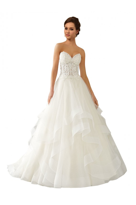 Avorio Abito da ballo Innamorato Raso Tulle Pizzo Abiti da sposa Basso Prezzo
