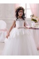 Avorio Abito da ballo Innamorato Tulle Pizzo Lunga Abiti da ragazza di fiori Basso Prezzo