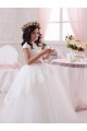 Avorio Abito da ballo Innamorato Tulle Pizzo Lunga Abiti da ragazza di fiori Basso Prezzo