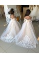 Avorio Abito da ballo Innamorato Tulle Pizzo Lunga Abiti da ragazza di fiori Basso Prezzo