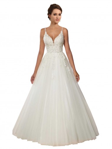 Avorio Abito da ballo Sottili Tulle Pizzo Boho Abiti da sposa Basso Prezzo