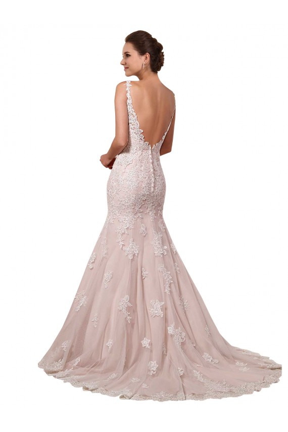 Avorio & Blush Stile sirena Scollatura a V Tulle Pizzo Abiti da sposa Basso Prezzo