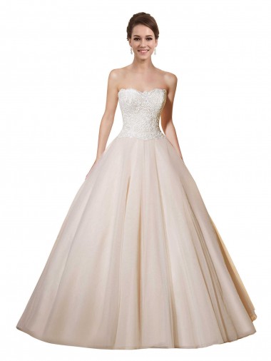 Avorio & Champagne Abito da ballo Innamorato Tulle Pizzo Abiti da sposa Basso Prezzo