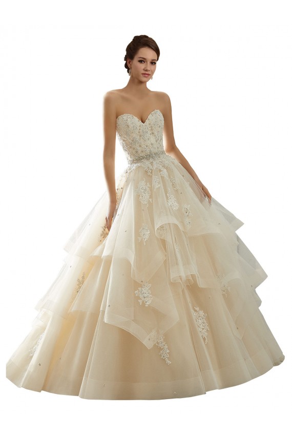 Avorio & Champagne Abito da ballo Innamorato Tulle Pizzo Abiti da sposa Basso Prezzo
