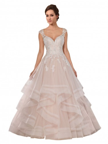 Avorio & Champagne Abito da ballo Innamorato Tulle Pizzo Abiti da sposa Basso Prezzo