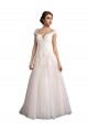 Avorio & Champagne Linea A Illusione Cattedrale di treno Tulle Pizzo Spiaggia Abiti da sposa Basso Prezzo