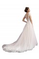 Avorio & Champagne Linea A Illusione Cattedrale di treno Tulle Pizzo Spiaggia Abiti da sposa Basso Prezzo