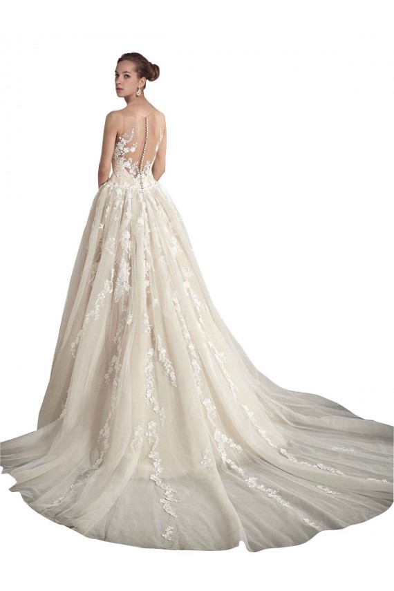 Avorio & Champagne Linea A Illusione Tulle Abiti da sposa Basso Prezzo