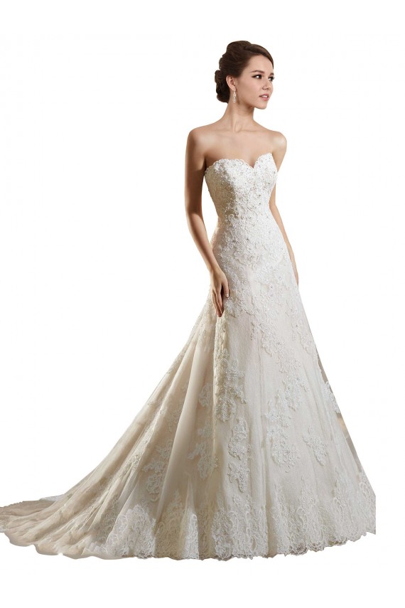 Avorio & Champagne Linea A Innamorato Tulle Pizzo Abiti da sposa Basso Prezzo