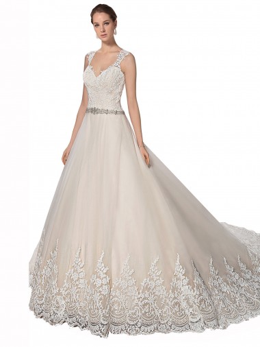 Avorio & Champagne Linea A Innamorato Tulle Pizzo Abiti da sposa Basso Prezzo