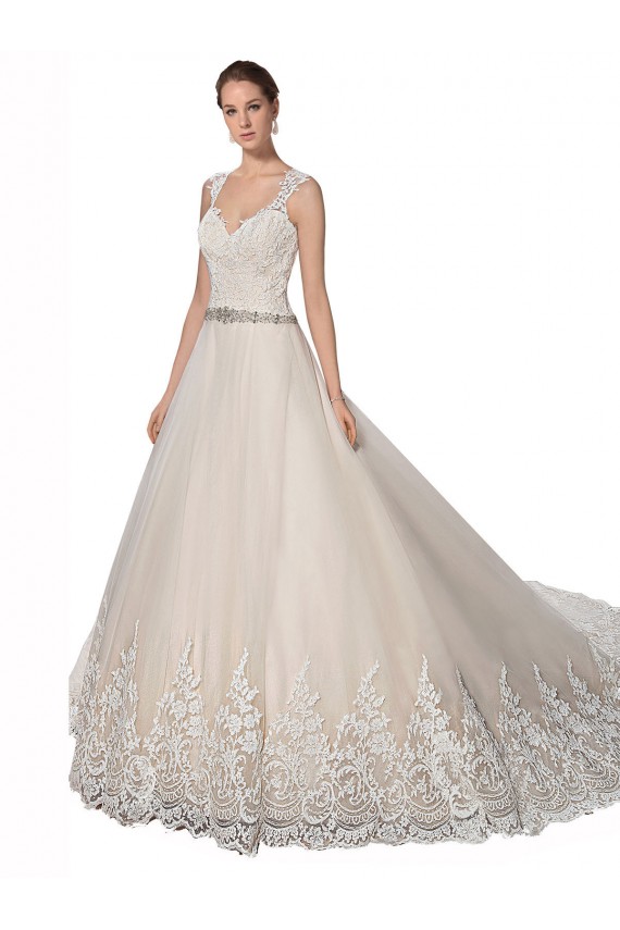 Avorio & Champagne Linea A Innamorato Tulle Pizzo Abiti da sposa Basso Prezzo