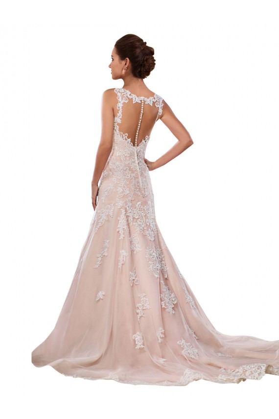 Avorio & Champagne Linea A Scollatura a V Pizzo Classico Abiti da sposa Basso Prezzo