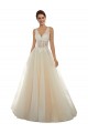 Avorio & Champagne Linea A Scollatura a V Tulle Pizzo Classico Abiti da sposa Basso Prezzo