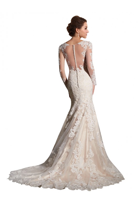 Avorio & Champagne Stile sirena Illusione Tulle Pizzo Abiti da sposa Basso Prezzo