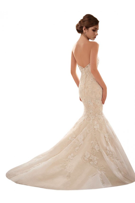 Avorio & Champagne Stile sirena Innamorato Tulle Pizzo Abiti da sposa Basso Prezzo