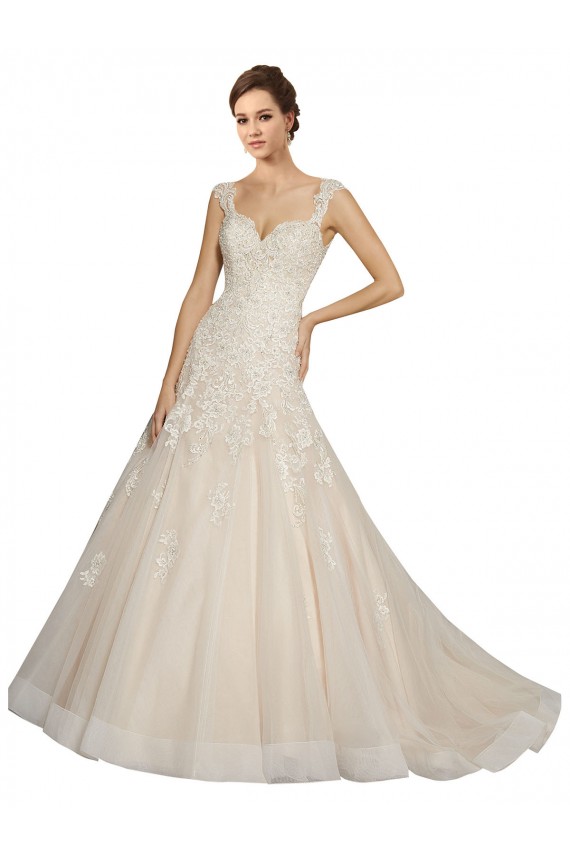 Avorio & Champagne Stile sirena Innamorato Tulle Pizzo Abiti da sposa Basso Prezzo