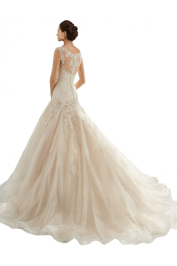 Avorio & Champagne Stile sirena Innamorato Tulle Pizzo Abiti da sposa Basso Prezzo