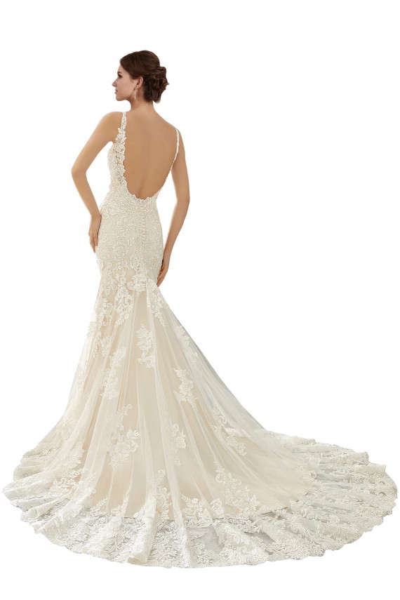 Avorio & Champagne Stile sirena Scollatura a V Pizzo Abiti da sposa Basso Prezzo