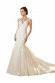 Avorio & Champagne Stile sirena Scollatura a V Tulle Pizzo Abiti da sposa Basso Prezzo