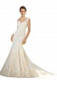 Avorio & Champagne Stile sirena Scollatura a V Tulle Pizzo Abiti da sposa Basso Prezzo