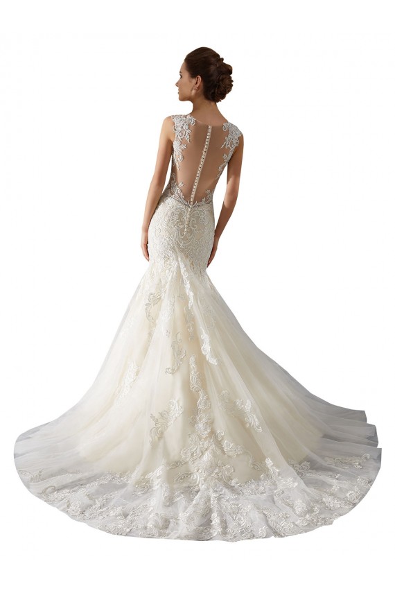Avorio & Champagne Stile sirena Scollatura a V Tulle Pizzo Abiti da sposa Basso Prezzo