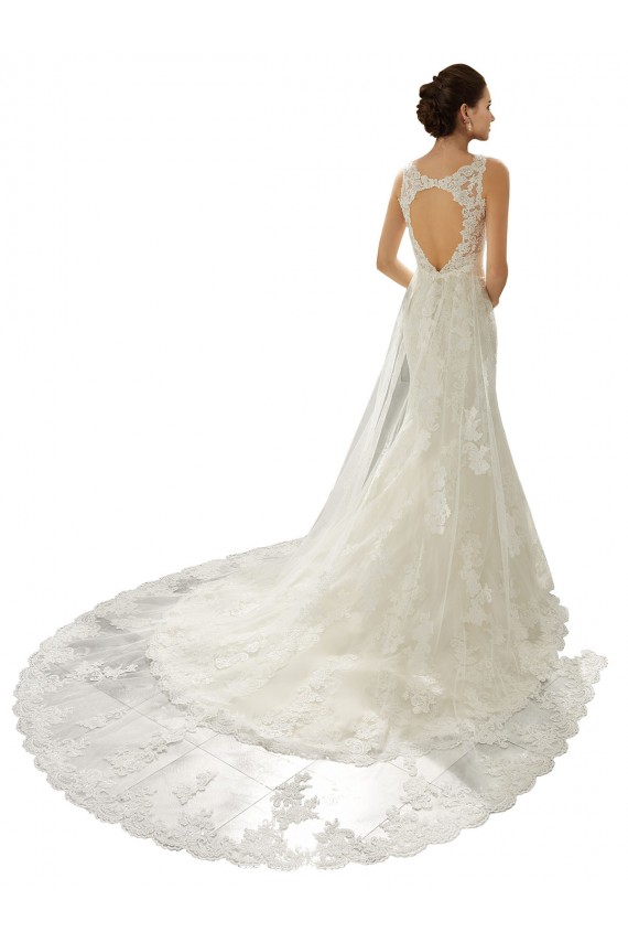 Avorio & Champagne Stile sirena Scollatura a V Tulle Pizzo Abiti da sposa Basso Prezzo