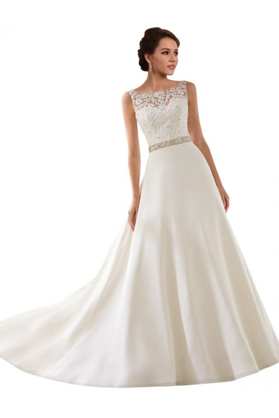 Avorio Linea A Illusione Pizzo Abiti da sposa Basso Prezzo
