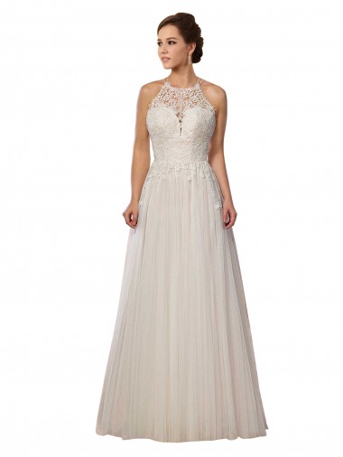 Avorio Linea A Illusione Sweep treno Tulle Abiti da sposa Basso Prezzo