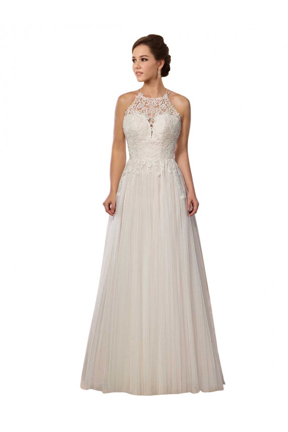 Avorio Linea A Illusione Sweep treno Tulle Abiti da sposa Basso Prezzo