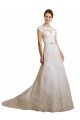 Avorio Linea A Illusione Tulle Pizzo Classico Abiti da sposa Basso Prezzo