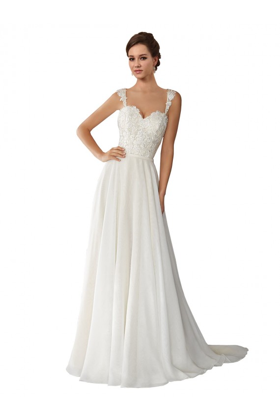 Avorio Linea A Innamorato Chiffona Pizzo Abiti da sposa Basso Prezzo