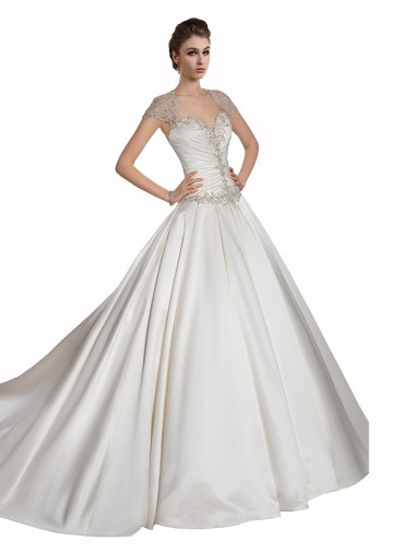 Avorio Linea A Innamorato Raso Abiti da sposa Basso Prezzo