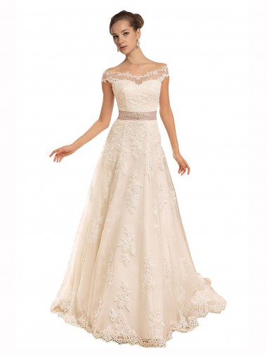 Avorio Linea A Pizzo Spiaggia Abiti da sposa Basso Prezzo