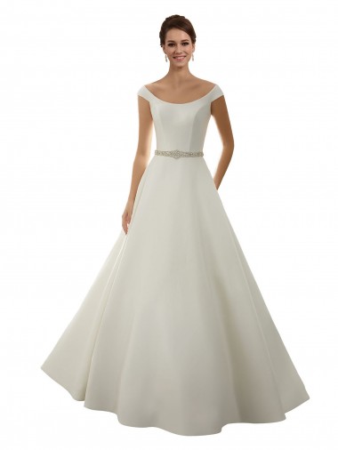 Avorio Linea A Raso Classico Abiti da sposa Basso Prezzo