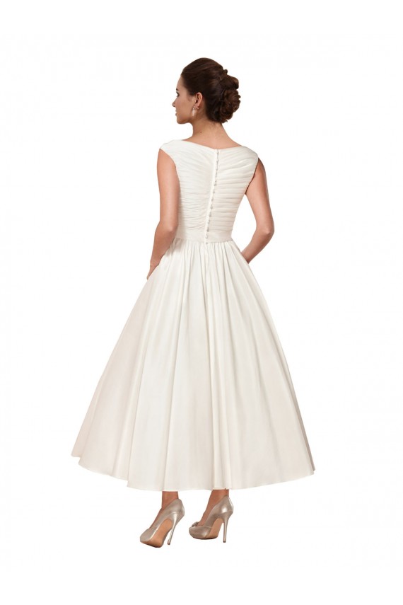 Avorio Linea A Scollatura a V Raso Abiti da sposa Basso Prezzo