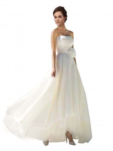 Avorio Linea A Senza spalline Chiffona Abiti da sposa Basso Prezzo