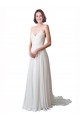 Avorio Linea A Sottili Scollatura a V Chiffona Pizzo Spiaggia Abiti da sposa Basso Prezzo