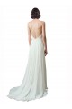 Avorio Linea A Sottili Scollatura a V Chiffona Pizzo Spiaggia Abiti da sposa Basso Prezzo