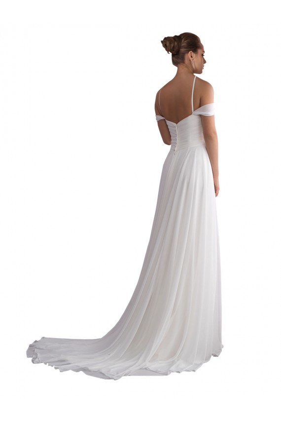 Avorio Linea A Sweep treno Chiffona Spiaggia Abiti da sposa Basso Prezzo