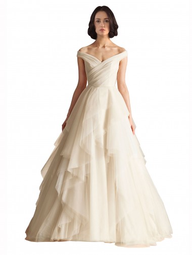 Avorio Linea A Tulle Abiti da sposa Basso Prezzo