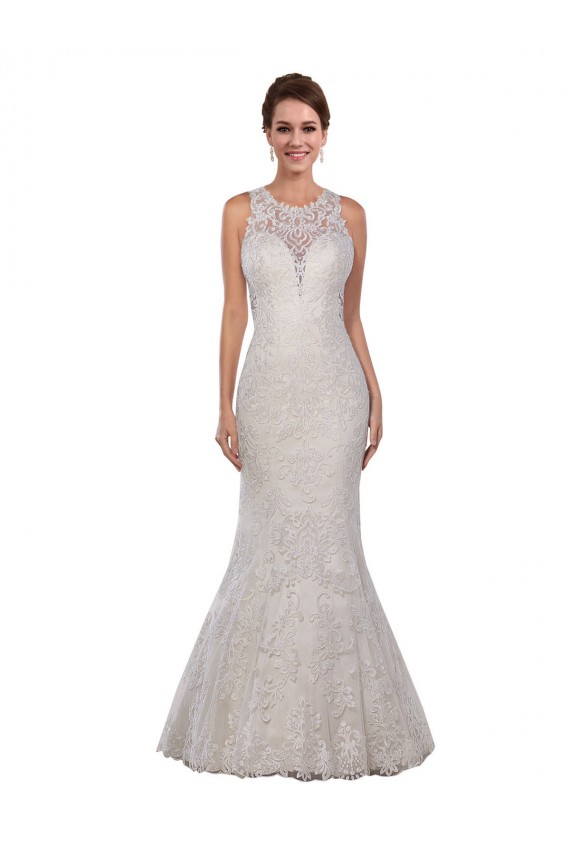 Avorio Stile sirena Alto Collo Pizzo Abiti da sposa Basso Prezzo