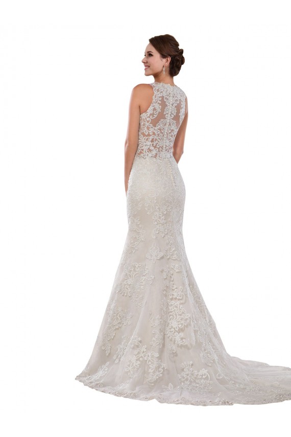 Avorio Stile sirena Alto Collo Pizzo Abiti da sposa Basso Prezzo