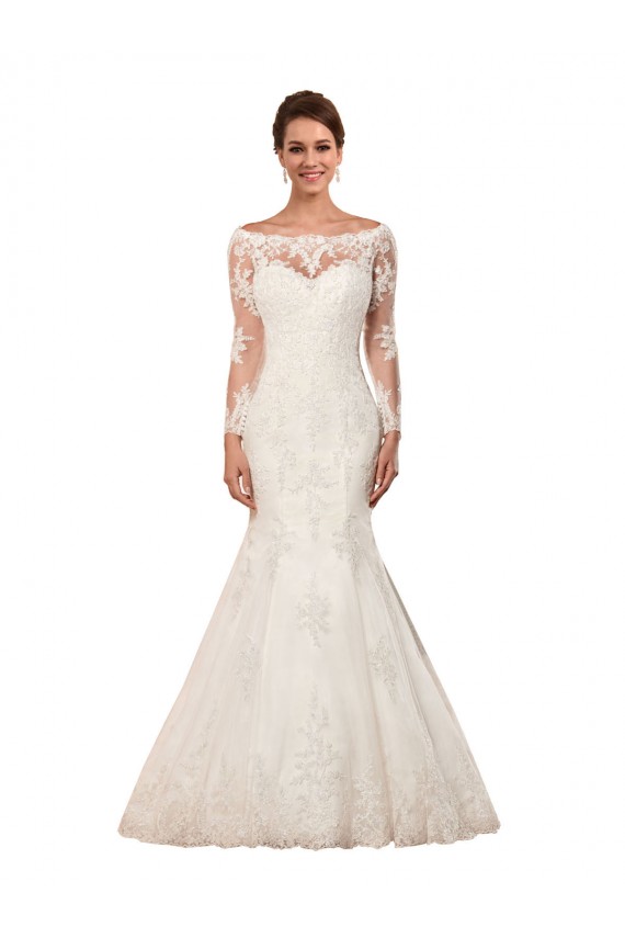Avorio Stile sirena Barca Pizzo Abiti da sposa Basso Prezzo
