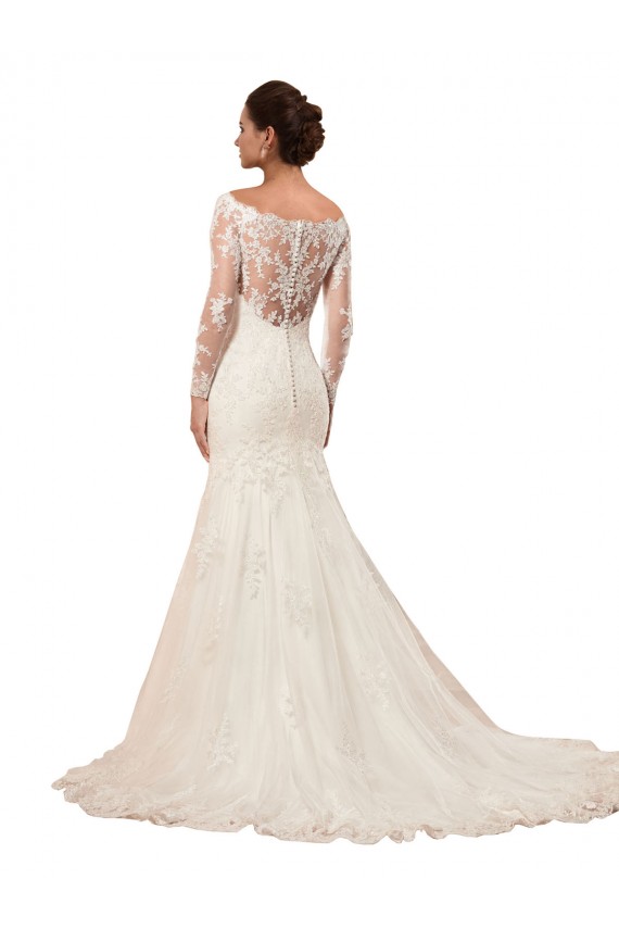 Avorio Stile sirena Barca Pizzo Abiti da sposa Basso Prezzo