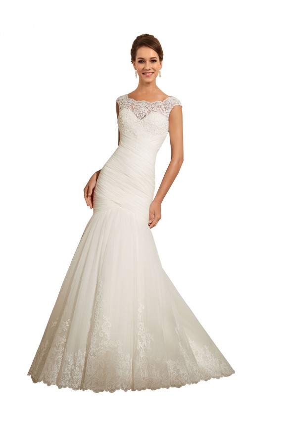 Avorio Stile sirena Barca Tulle Pizzo Abiti da sposa Basso Prezzo